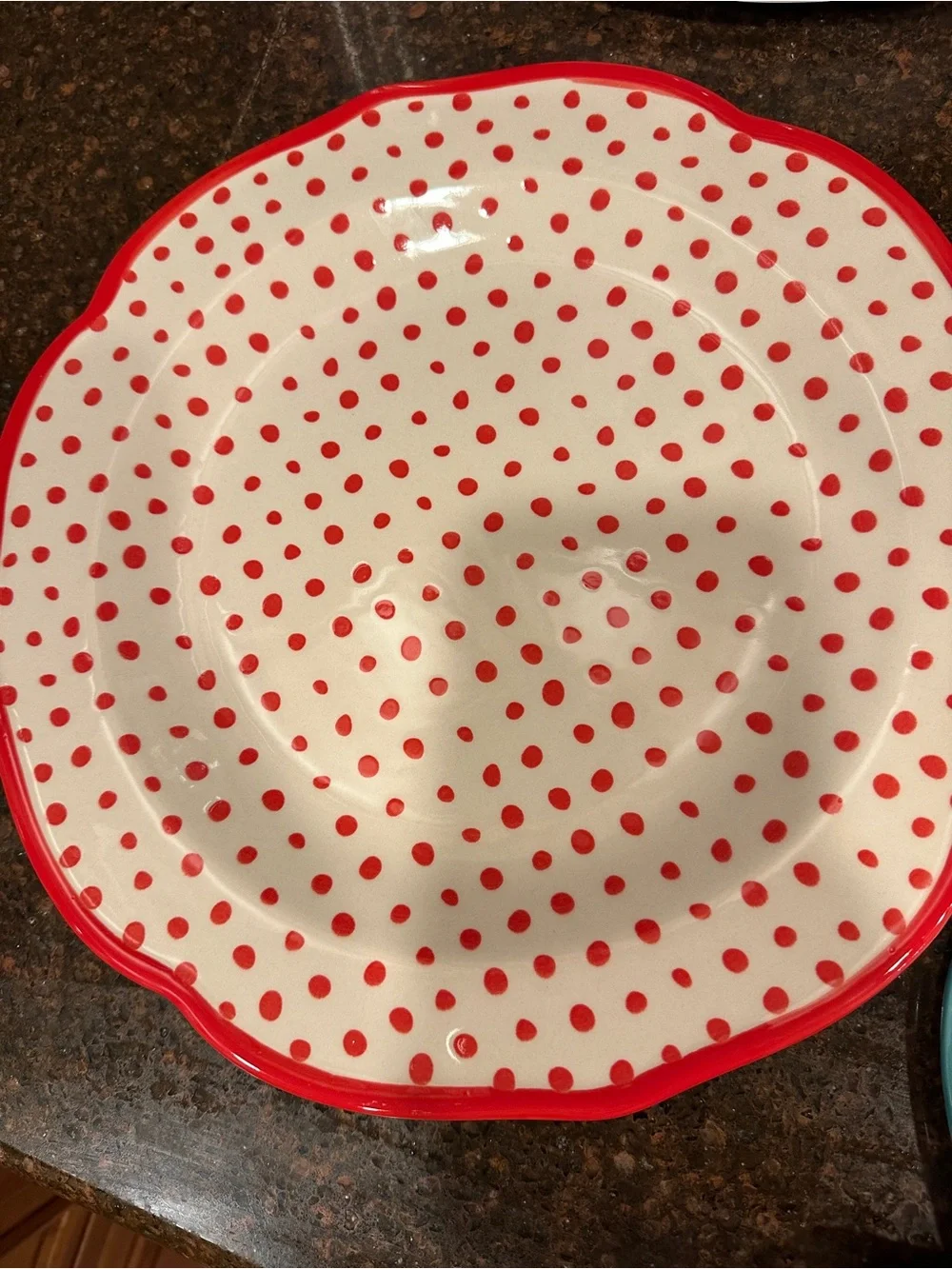 Pioneer Woman Polka Dot & Floral dinner plates- Red & Blue set of 4